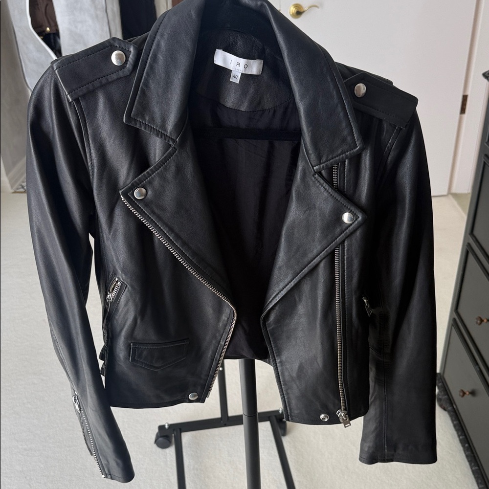 IRO Classic Black Leather Biker Jacket